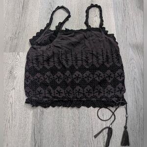 American Eagle Outfitters Whimsigoth Black Eyelet Tank Top Size Small 90s